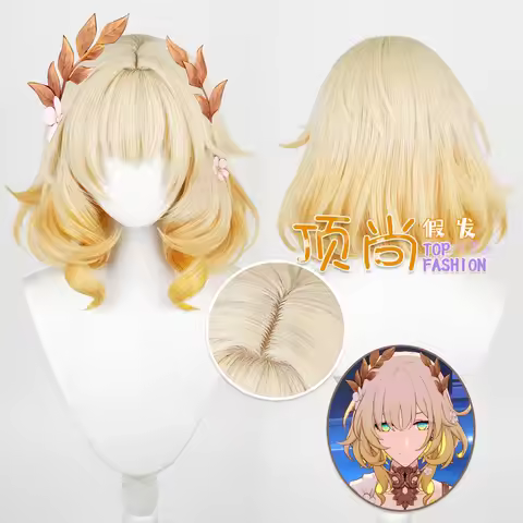Honkai Star Rail Aglaea Cosplay Wig Blonde Short Hair Synthetic Halloween Party for Women Girls Carn