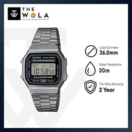 (2 Years Warranty) Casio Vintage Unisex Digital Watch A168WGG-1A Grey Stainless Steel Strap Ladies W