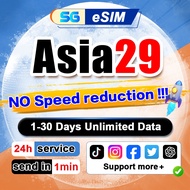 Asia 29 countries eSIM 1-30 days 2GB-30GB 5G High speed Data  Asia eSIM Card