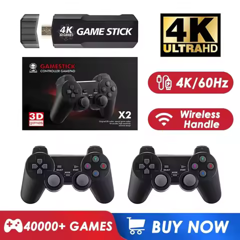 GD10 Game Stick 4K 2025 New Retro 4K Video Game Console 2.4G Wireless Controllers HD EmuELEC4.3 Syst