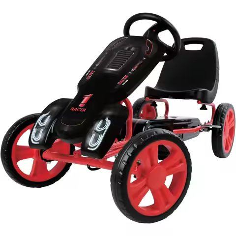 Hauck Speedster Pedal Go Kart with Adjustable Bucket Seat for Ages 4 to 8 Black/Red