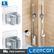 LEERCON Mop Hooks Holder Wall Mounted Trackless Clamp Bathroom Broom Shelf L044
