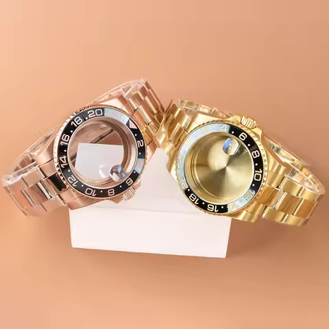 Rose Gold/Gold 40mm Case Stainless Steel Polish Oyster Bracelet Fit Yacht-master GMT SUB NH35 NH36 N