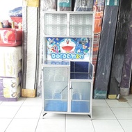 Rak Piring Almunium Kramik Kaca 2 Pintu MC Belakang PLAT Karakter ACP anti pecah/Trinityjayafurnitur