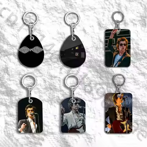 A-Arctic Monkeys Protective Printed Leather Card Case Metal Keychain Accessory