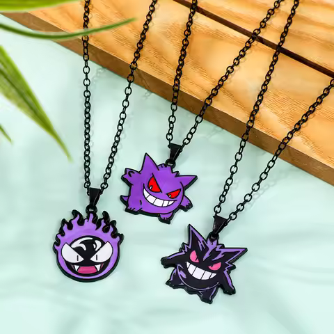Anime Pokemon Gengar Creative Enamel Necklace - Cartoon Funny Pendant Neck Chain for Friend Fashion