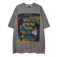 SSY AZ Washing Retro Hip Hop Street Fried Short Sleeve American Street Dark Couple Tee Shirt Trendy