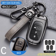 [Available] Zinc Alloy Leather Car Key Case Cover For Honda Honda All-New Civic / HRV 2022-2023 FE RS  Key Holder Accessories