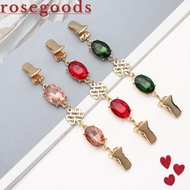 ROSE Cardigan Duck Clip for Ladies Women Gemstone Charm Sweater Clasp Shiny Shawl Clip