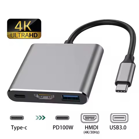 USB C to HDMI compatible VGA Type C USB 3.0 HUB Adapter For MacBook Samsung Huawei Xiaomi phone lapt