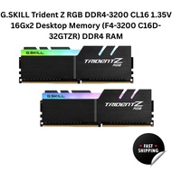 G.SKILL Trident Z RGB DDR4-3200 CL16 1.35V 16Gx2 INTEL XMP 2.0 Desktop Memory (F4-3200C16D-32GTZR) D