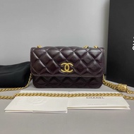 Chanel香奈兒 紫色全皮菱格金柱woc 芯片
