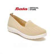 BATA บาจา รองเท้าผ้าใบ Slip On ไม่มีเชือก รองเท้าใส่เดิน ผ้าถัก knit ระบายอากาศ รองเท้าแบบสวม สำหรับผู้หญิง รุ่น LAUREN สีเบจ 5518621