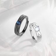 แหวนคู่ Angel And Devil สีดำและสีขาว Retro Moonstone แหวนคู่