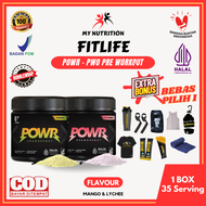 FITlife POWR PWO Pre Workout 35 Serving 35 Serv PreWorkout Suplemen Fitness Creatine Monohydrate Loss Fat Burner Penambah Tenaga Power Olahraga Gym