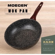 NEWEST - MOEGEN Germany Wok Pan 24,26,28cm Granite Series Non-Stick Original - No Glass-24