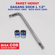 MATA Latest 1⁄2" Inch Socket Wrench Handle Package + 19mm 22mm Shock Socket Bit CVT Wrench/ Double C