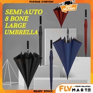 Extra-Large 135 cm Semi-Auto 8-Rib Windproof & UPF50+ UV Protection Umbrella – Payung Besar Lipat