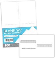 Blank 2019 W2 4-Up Tax Forms, 100 Employee Sets, Designed for QuickBooks and Accounting Software, Id