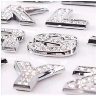 DIY Diamond Letter Crystal Car Sticker, Diamond English 3D Stereoscopic Car Sticker, Water Diamond M