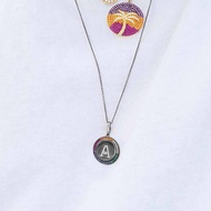 APM Monaco Necklace Set Black Rainbow Letter Buckle+Clavicle Plain Chain Necklace ins Trendy