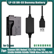 5V USB to LP-E8 LPE8 Dummy Battery DR-E8 DC Coupler &amp; Power Bank Cable for Canon EOS 550D 600D 650D 700D Rebel T2i T3i T4i T5i Kiss X4 X5 X6 X6i X7i
