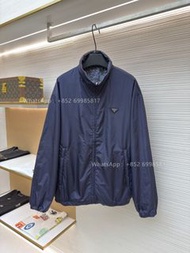 👏Prada Re-Nylon雙面立領花卉印花夾克 藏藍色 全實拍 100% new🎁Re-Nylon reversible jacket 男款 風褸、coat、windbreaker 防風衣 外套 