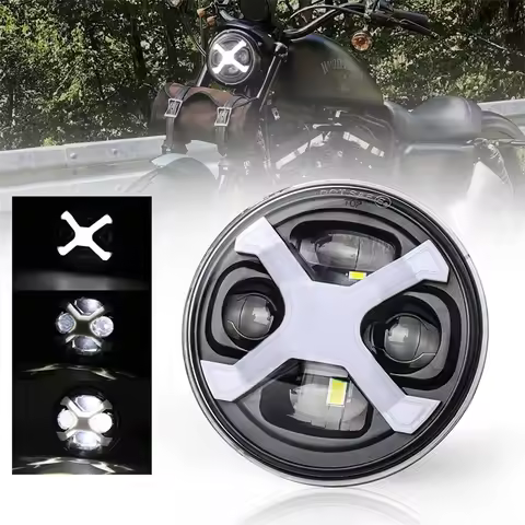 5.75 inch Motorcycle Daytime Running Light LED Retro Headlight Headlamp High Beam 50W Low Beam 30W F