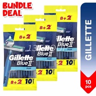 Gillette Blue 2 Plus Disposable Razor / Shaver Smooth Comfortable Shave, 10s (8+2)
