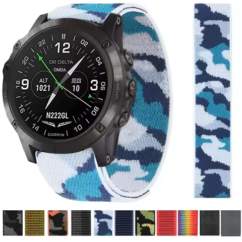 26mm 22mm Nylon Watch Strap For Garmin D2 Delta PX Charlie/Fenix 7 7X 6 6X Pro 5 5X Hook Loop Band S