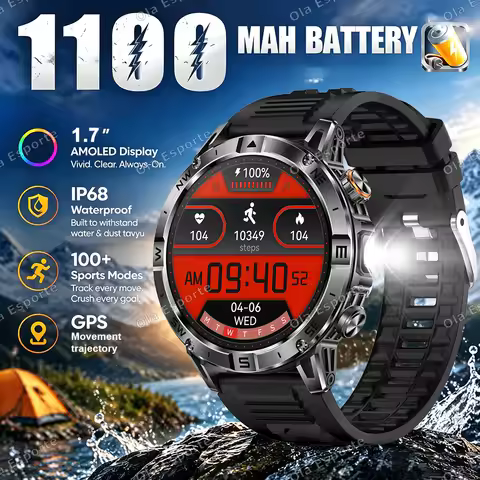 2026 1100mAh Super Capacity Battery Adult Men Smart Watch 1.7-inch Large Screen Bluetooth Call Water