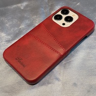 เคสโทรศัพท์หนังแท้แบบมีช่องใส่บัตร 2 ช่อง ป้องกันการตกหล่นสำหรับ iPhone 14 pro Max Apple 13 12 หนัง 