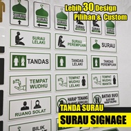 Papan Tanda Surau Kiblat Tempat Wudhu Ruang Solat Bilik Solat Surau Signage / AS20