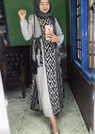 Dress tenun-gamis tenun-baju lebaran-baju muslim-sarimbit keluarga-couple tenun