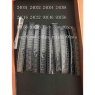 10nilai*10pcs=100pcs 24C01 24C02 24C04 24C08 24C16 24C32 93C46 93C56 93C66 93C86 IC SOP-8 EEPROM KIT