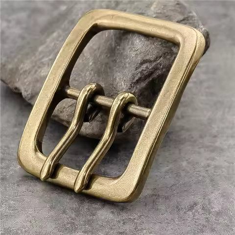 Belt Buckle 40mm Retro Brass Double Tongue Pin Belt Buckle For Men Belt DIY Accessories Leather Craf