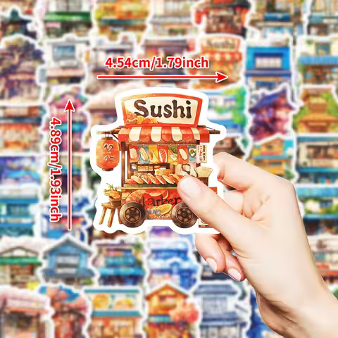 10/30/50pcs Cartoon Retro Japanese Street Shop Stickers Vintage Anime Store Graffiti Decals Sticker 