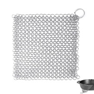 Matenf Cast Iron Scrubber 5"x5" 316 Stainless Steel Chain Mail Cleaner for Cast Iron Pan, Skillet, P