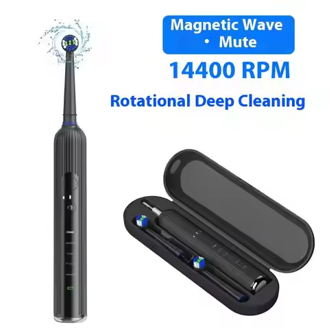 Intelligent Rotating Electric Toothbrush,Waterproof Rechargeable Rotary Smart Toothbrush Compatible 