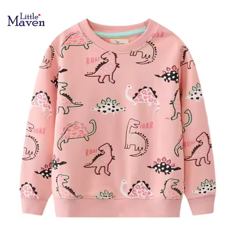 Little maven Korean Children's Clothing 2023 Autumn/winter Baby Girls Sweatshirts Dinosaur Girls Clo