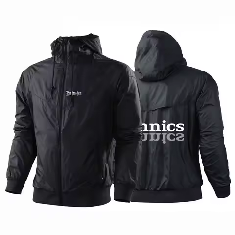 2024 Technics DJ 1200 Men New Spring and Autumn Patchwork Windbreaker Windproof Casual Hooded Trendy