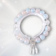 Soft gradient bead bracelet with aesthetic fur chain