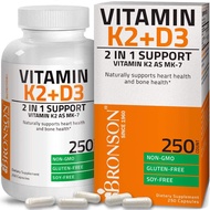 Bronson Vitamin K2 (MK7) with D3 Supplement Bone and Heart Health Non-GMO Vitamin D3 & 90 mcg Vitami