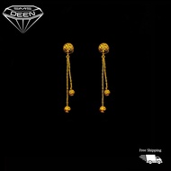 SMS DEEN  Fancy Dangling Ball Earrings (Screw Type), ±4.9GM - Gold 916 Emas - Subang (Info: ±5.0x0.3