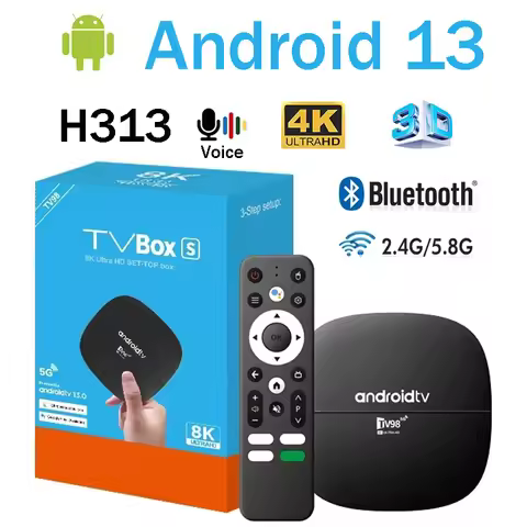 TV98 ATV H313 Smart TV Box Android 13.0 H313 Quad Core 2.4G/5G Dual Wifi BT 4K HD 3D Media Player ip