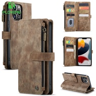 FLOVEME Retro Leather Zip Lock Wallet Phone Case For iphone 15 14 13 12 11 Pro Max 15 14 Plus Multi 