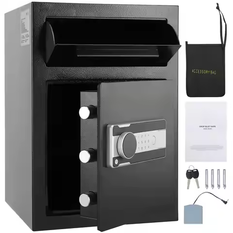 2.5 Cub Depository Safe, Deposit Safe with Drop Slot, Electronic Code Lock and 2 Emergency Keys, 20.