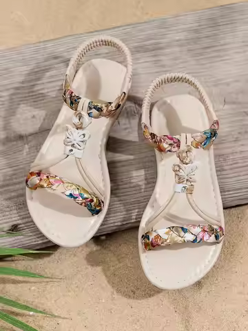 Children's Beach Sandal Retro Shoes 2026 New Fashion Bright Diamond Sandal Comfortable Wear-Resistan