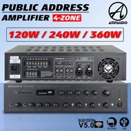 AmpAudio Public Address Amplifier (4-ZONE) 120W / 240W / 360W Public Address Amplifier Selector With