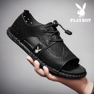 เพลย์บอยรองเท้าแตะกลวงชุดใหม่ของผู้ชายรองเท้าชายหาดรองเท้าขี้เกียจกีฬารองเท้าลำลองรองเท้าแตะ Playboy hollowed out sandals men's new foot covering beach shoes lazy shoes sports casual shoes sandals Black 43